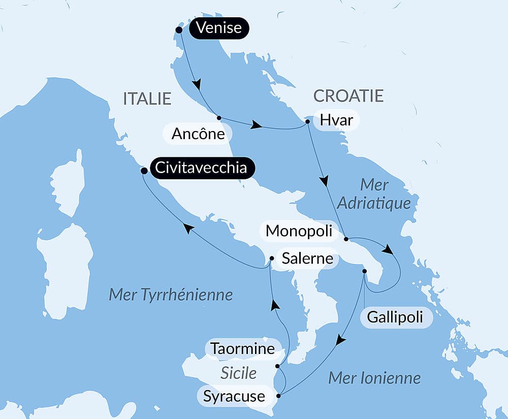 Rivages légendaires d’Italie et de Croatie